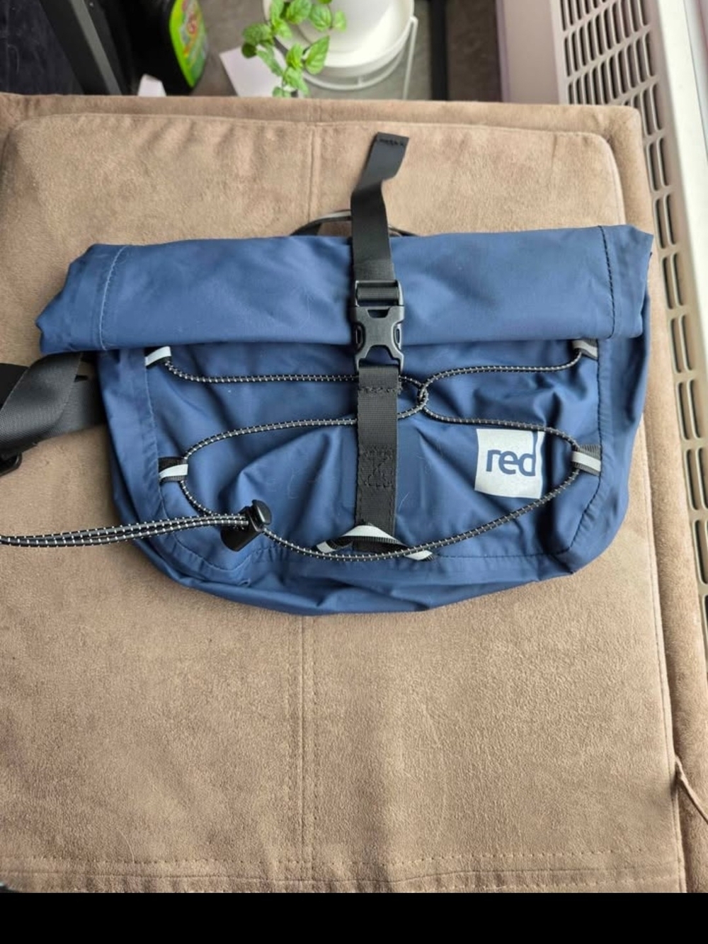 Red Navy Roll-Top Belt Bag with Bungee Front